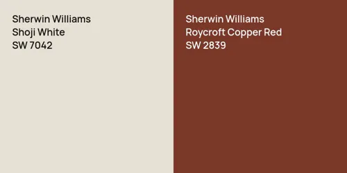 SW 7042 Shoji White vs SW 2839 Roycroft Copper Red