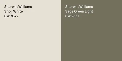 SW 7042 Shoji White vs SW 2851 Sage Green Light