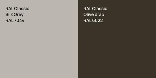 RAL 7044 Silk Grey vs RAL 6022  Olive drab