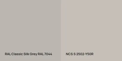 RAL 7044 Silk Grey vs S 2502-Y50R 