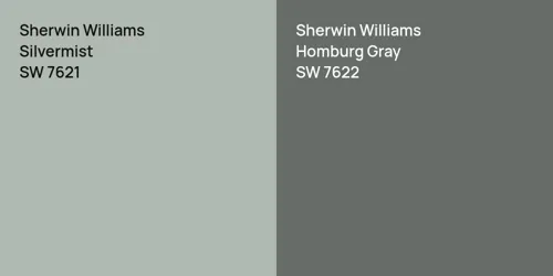 SW 7621 Silvermist vs SW 7622 Homburg Gray