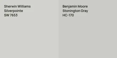 SW 7653 Silverpointe vs HC-170 Stonington Gray