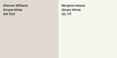 Benjamin Moore Simply White vs. Benjamin Moore White Dove color comparison