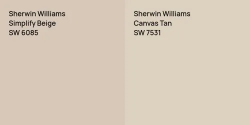 SW 6085 Simplify Beige vs SW 7531 Canvas Tan