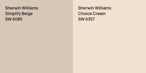 SW 6085 Simplify Beige vs SW 6357 Choice Cream