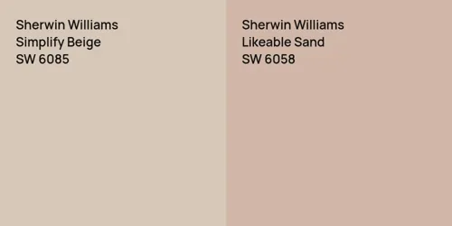 SW 6085 Simplify Beige vs SW 6058 Likeable Sand