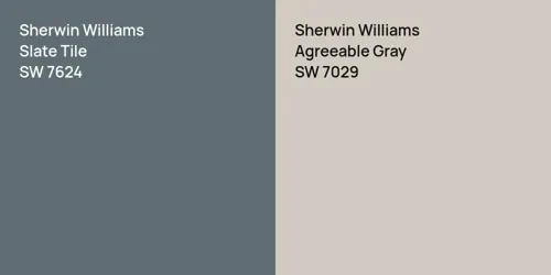 SW 7624 Slate Tile vs SW 7029 Agreeable Gray