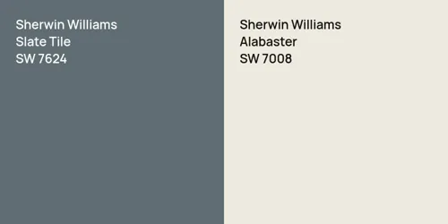 SW 7624 Slate Tile vs SW 7008 Alabaster