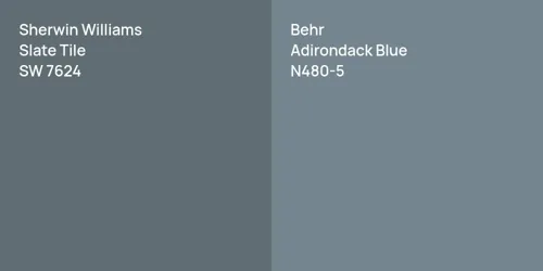 SW 7624 Slate Tile vs N480-5 Adirondack Blue