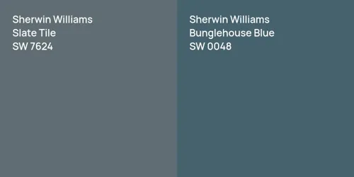 SW 7624 Slate Tile vs SW 0048 Bunglehouse Blue