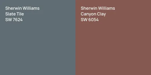 SW 7624 Slate Tile vs SW 6054 Canyon Clay