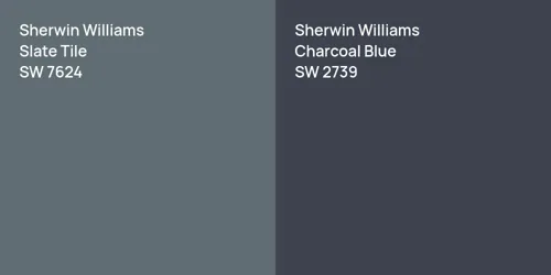 SW 7624 Slate Tile vs SW 2739 Charcoal Blue