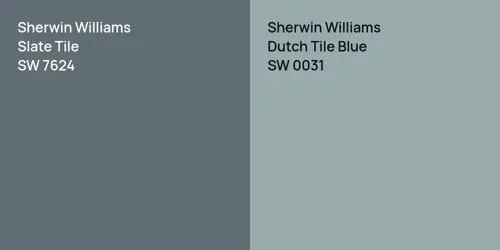 SW 7624 Slate Tile vs SW 0031 Dutch Tile Blue