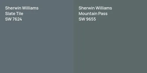 SW 7624 Slate Tile vs SW 9655 Mountain Pass