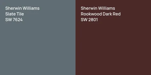 SW 7624 Slate Tile vs SW 2801 Rookwood Dark Red