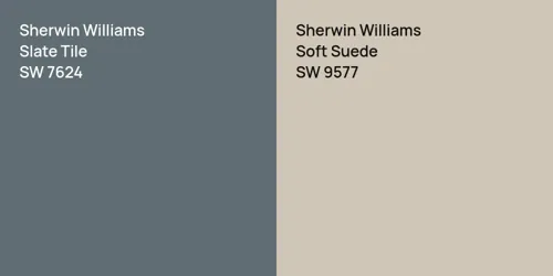 SW 7624 Slate Tile vs SW 9577 Soft Suede