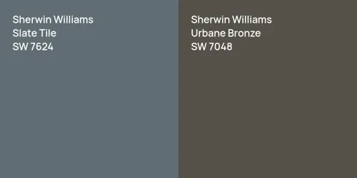 SW 7624 Slate Tile vs SW 7048 Urbane Bronze