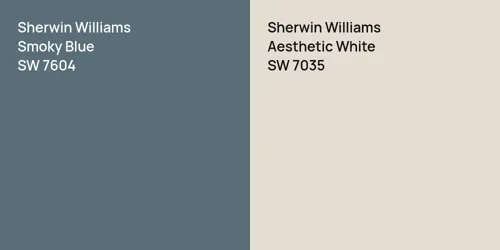 SW 7604 Smoky Blue vs SW 7035 Aesthetic White