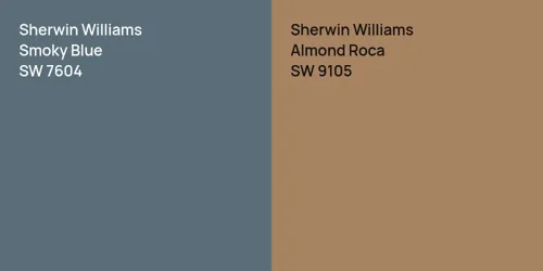 SW 7604 Smoky Blue vs SW 9105 Almond Roca