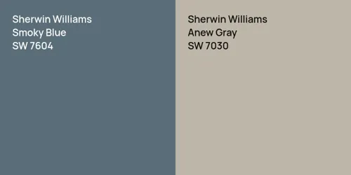 SW 7604 Smoky Blue vs SW 7030 Anew Gray