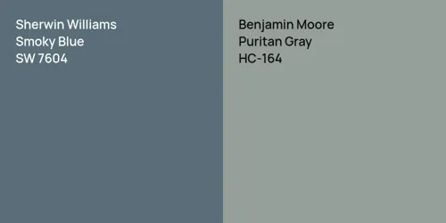 SW 7604 Smoky Blue vs HC-164 Puritan Gray