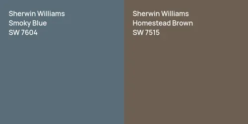 SW 7604 Smoky Blue vs SW 7515 Homestead Brown