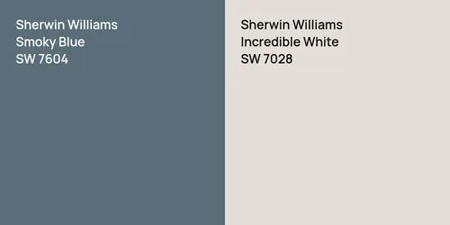 SW 7604 Smoky Blue vs SW 7028 Incredible White