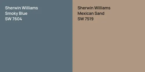 SW 7604 Smoky Blue vs SW 7519 Mexican Sand