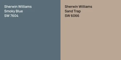 SW 7604 Smoky Blue vs SW 6066 Sand Trap