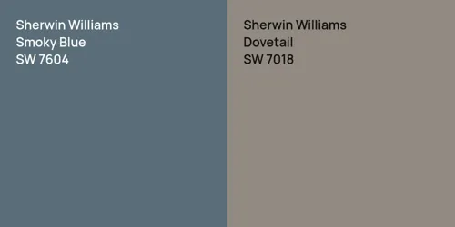 SW 7604 Smoky Blue vs SW 7018 Dovetail