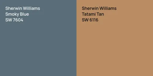 SW 7604 Smoky Blue vs SW 6116 Tatami Tan