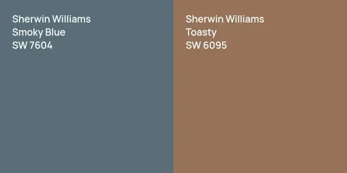 SW 7604 Smoky Blue vs SW 6095 Toasty