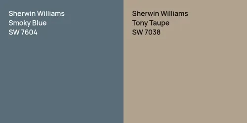 SW 7604 Smoky Blue vs SW 7038 Tony Taupe