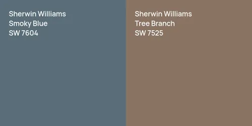 SW 7604 Smoky Blue vs SW 7525 Tree Branch