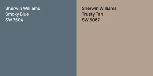 SW 7604 Smoky Blue vs SW 6087 Trusty Tan