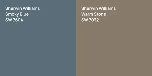 SW 7604 Smoky Blue vs SW 7032 Warm Stone