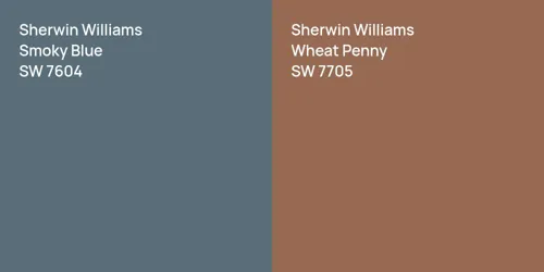 SW 7604 Smoky Blue vs SW 7705 Wheat Penny