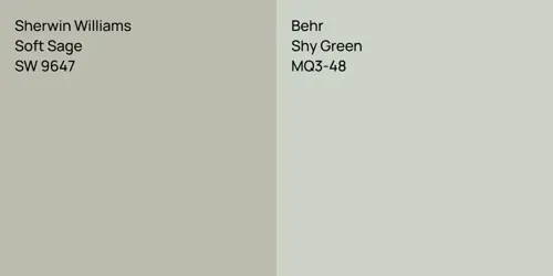 SW 9647 Soft Sage vs MQ3-48 Shy Green