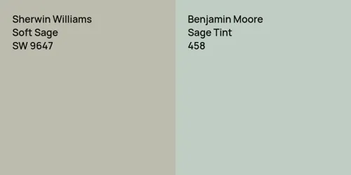 SW 9647 Soft Sage vs 458 Sage Tint