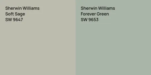 SW 9647 Soft Sage vs SW 9653 Forever Green