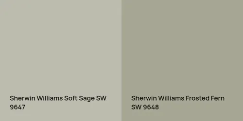 SW 9647 Soft Sage vs SW 9648 Frosted Fern