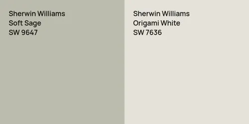 SW 9647 Soft Sage vs SW 7636 Origami White