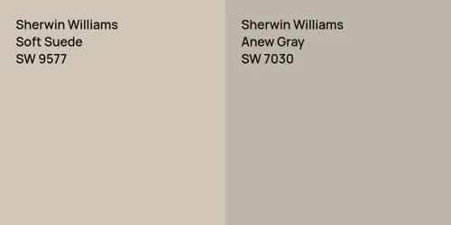 SW 9577 Soft Suede vs SW 7030 Anew Gray