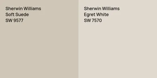 SW 9577 Soft Suede vs SW 7570 Egret White