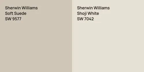 SW 9577 Soft Suede vs SW 7042 Shoji White