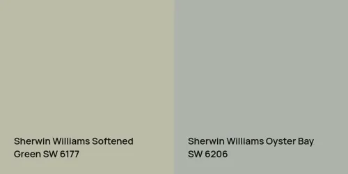 SW 6177 Softened Green vs SW 6206 Oyster Bay