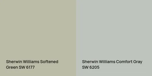 SW 6177 Softened Green vs SW 6205 Comfort Gray