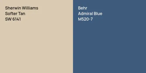 SW 6141 Softer Tan vs M520-7 Admiral Blue