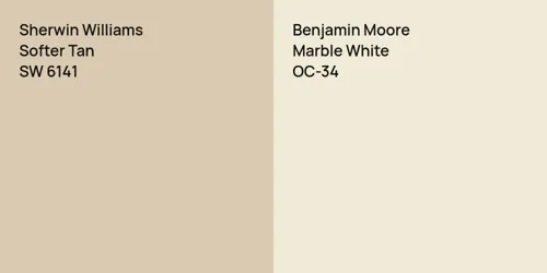 SW 6141 Softer Tan vs OC-34 Marble White