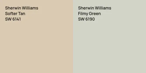 SW 6141 Softer Tan vs SW 6190 Filmy Green